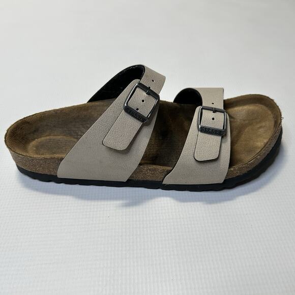 Birkenstock Sandals Women's Sydney Beige Tan Slip On 38 L7 M5 - Picture 3 of 12